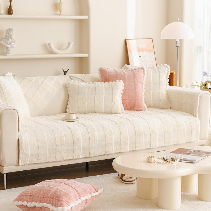 Thickened Fleece Winter Sofa Cushion Cushion Winter Minimalist Modern Seat Cushion Non-Slip Sofa Cover