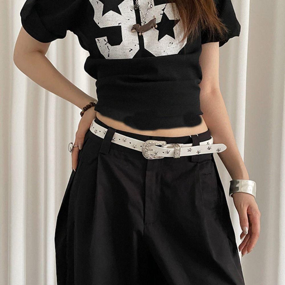Винтажный панк-стиль ремень из искусственной кожи женский поясной ремень ретро Y2K ремень для джинсов вечеринка