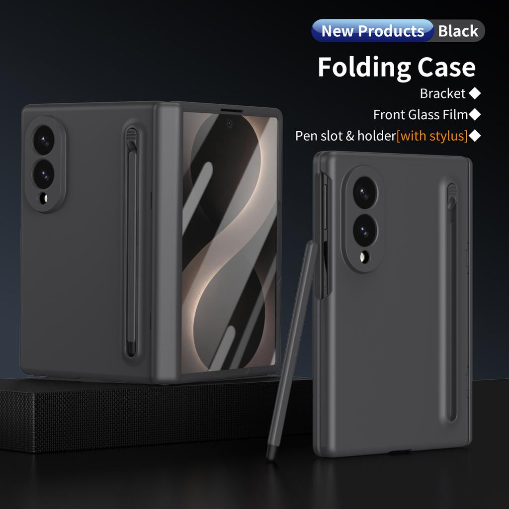 Для Samsung Galaxy Z Fold 8 Широкий Бизнес-Защитный Чехол, с Отделением для Стилуса, Защитой Центрального Шарнира и Закаленным Стеклом