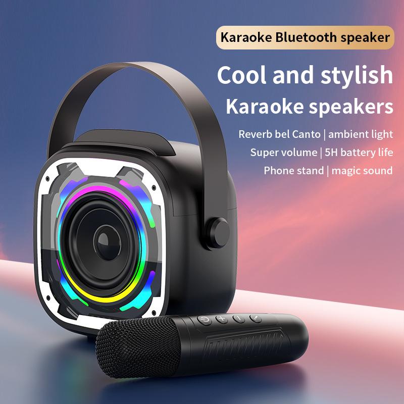 Беспроводная Bluetooth-караоке-колонка V11: Портативный, Уличный, Настольный Сабвуфер с Микрофоном