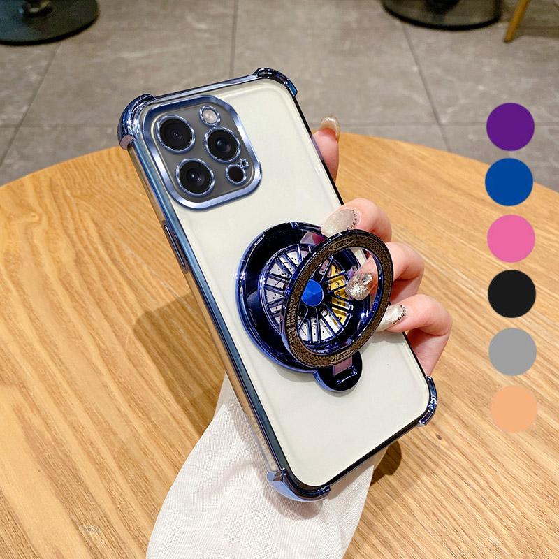 Electroplated Flash Phone Case For OPPO Realme Narzo 50A Prime N53 N55 N63 80 10 10A 20A 30 Pro 5G 4G Cover with Spinning Wheel Ring Stand