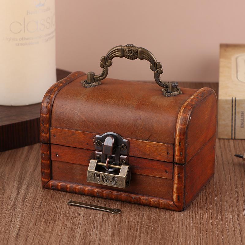 Ретро-деревянная шкатулка для хранения ожерелий, сережек, ювелирных изделий, запирающаяся паролем, коробка для хранения ключей, открывающаяся с помощью ключа, деревянная зелено-коричневая коробка с замком