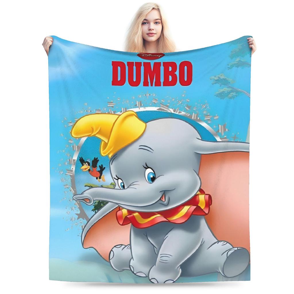 Dumbo Cartoon Blankets Velvet Spring Autumn The Flying Elephant Portable Warm Throw Blanket for Sofa Travel Plush Thin Quilt