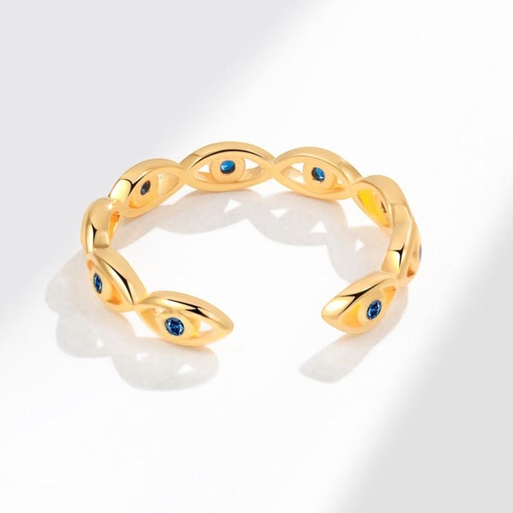 Unique Turkish Ring Adjustable Blue Zircon Ring Lucky Demon Eye Open Ring Gift
