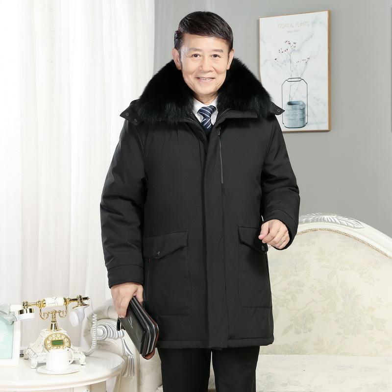 New Style Removable Down Jacket for Men, Medium and Long Daddy Style, Middle-aged and Elderly 405060-year-old Jacket