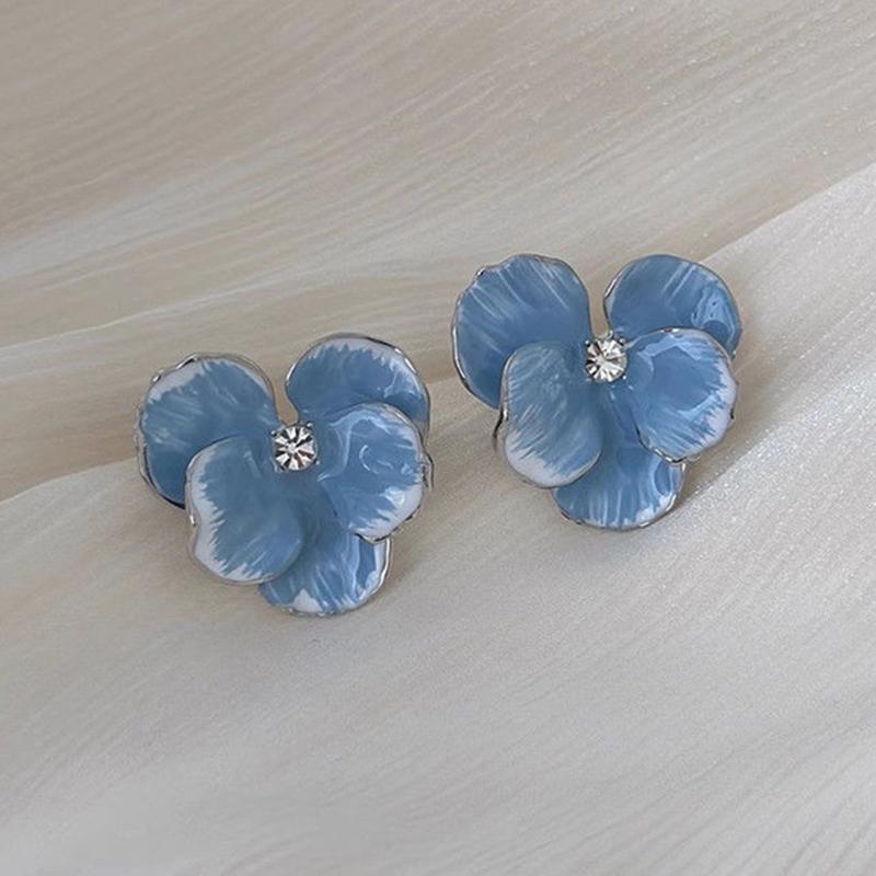 Vintage Color Flower Petal Earrings Luxury Women Travel Seaside Wearable Jewelry Girls Photo Props Fashion Elegent 3D Earring