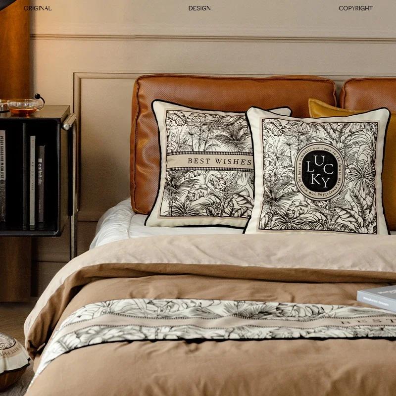 Наволочка для подушки с цветочным рисунком, квадратная, бархатная, наволочка для подушки в стиле ретро, наволочка на молнии для дивана, кушетки, спальни, дома, черно-белая
