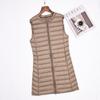 Women Winter Lightweight O-Neck Collarless Slim Fit Solid Color Zipper Warm Down Vest Jacket M-4XL