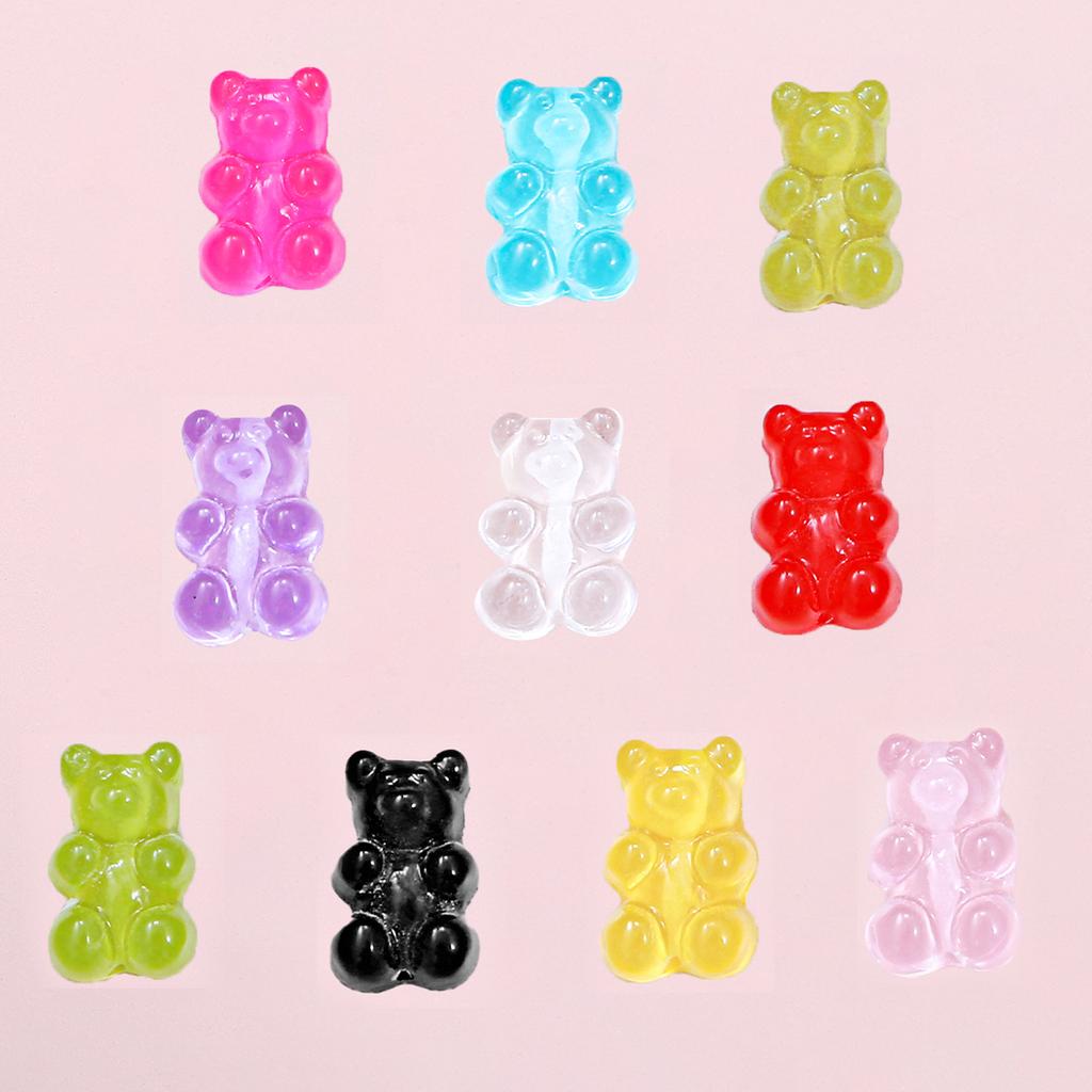 1000Pcs Resin Candy Bear Charms Beads for DIY Necklace Bracelet Earrings Jewelry Making