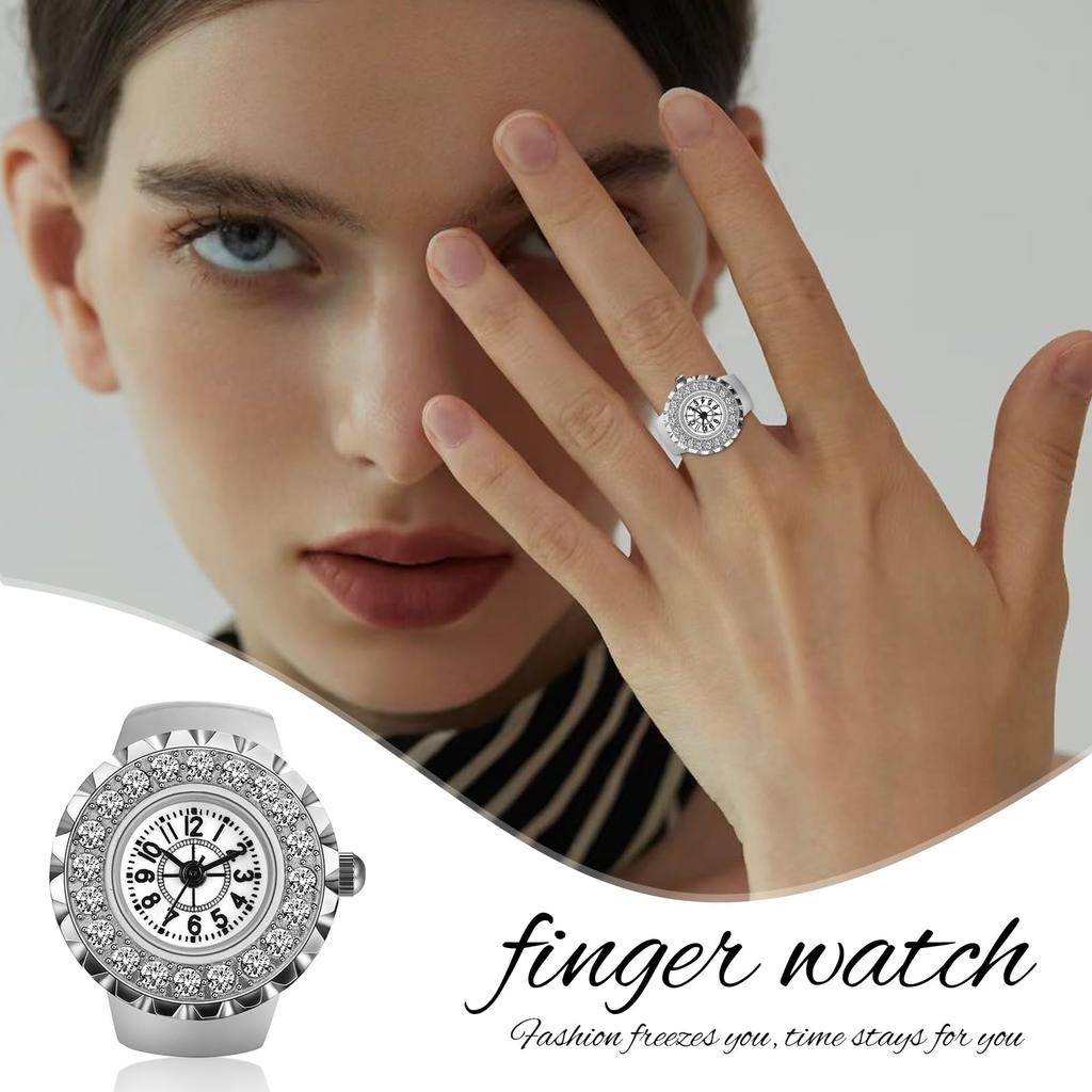 Ring Watch Diamond Ring Free Cute Ring Watch Analog Waterproof Quartz Watch Alloy Stainless Steel Fashion Accessory Birthday Christmas Day Present