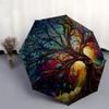 1pc Stained Glass Statue of Liberty Design Automatic Folding Umbrella, Portable 3-Fold Design, 8-Rib Iron Frame Outdoor Umbrella, Ideal Gift for Fans,