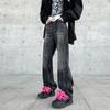 Мужские негабаритные 5XL Y2K черные джинсовые прямые брюки повседневные брюки мужские корейские уличные хип-хоп винтажные широкие мешковатые джинсы для мужчин