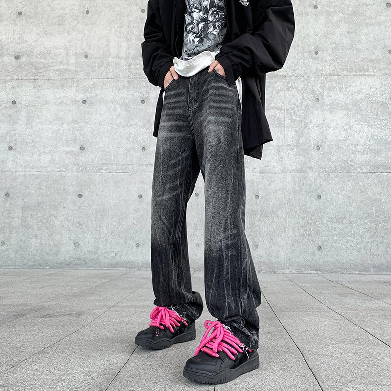 Мужские негабаритные 5XL Y2K черные джинсовые прямые брюки повседневные брюки мужские корейские уличные хип-хоп винтажные широкие мешковатые джинсы для мужчин