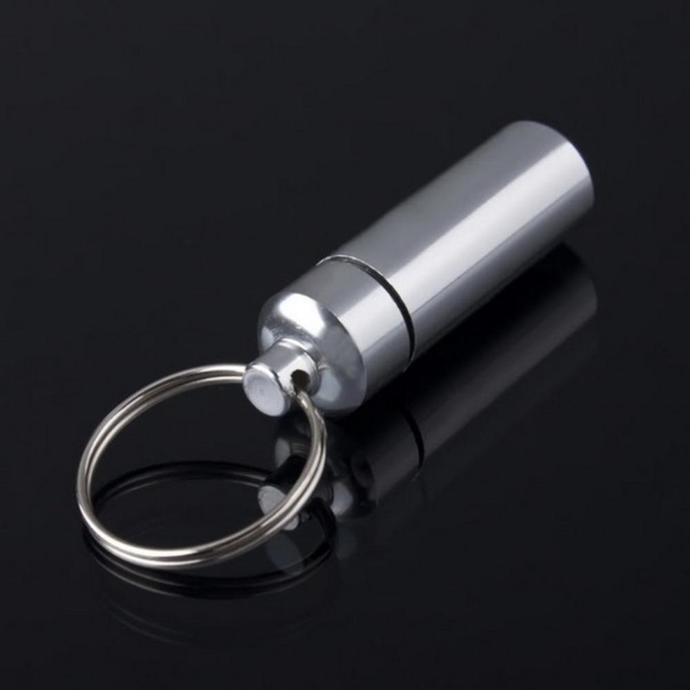 Key Small Chainring Keyring Medicine Aluminum Waterproof Safe Money Holder Pill Box Case Keychain