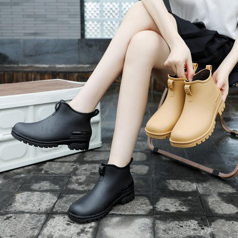 Fashion Summer New Women's Fashion Slip-on Sleeve Waterproof Outdoor Leisure All-match Non-slip Womens Rain Boots Water Shoes Size 36-41