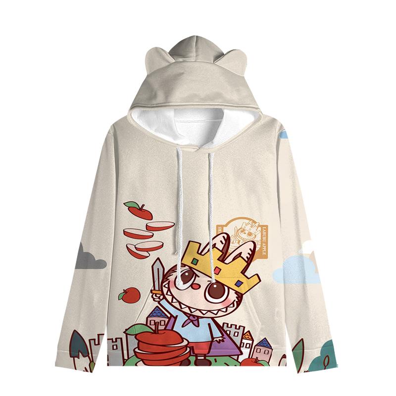 Labubu пуловер дети толстовки с капюшоном кошачьи ушки мультфильм толстовка подростков мальчики девочки косплей костюм толстовки
