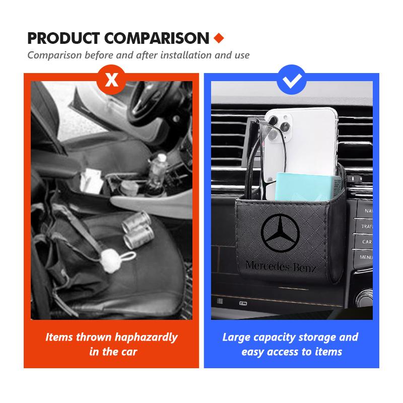 AABGX1 For Benz Car Air Outlet Hanging Organizer Mesh Bag Square Storage Box Accessories Exclusive AMG W124 W203 W204 SPRINTER V CLASS
