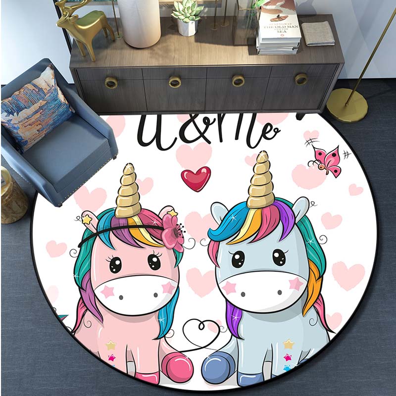 Коврик с принтом Русалки и единорога, круглый ковер с рисунком, коврик для кухни, спальни, игровой коврик для детской комнаты, детский игровой коврик, домашний декор