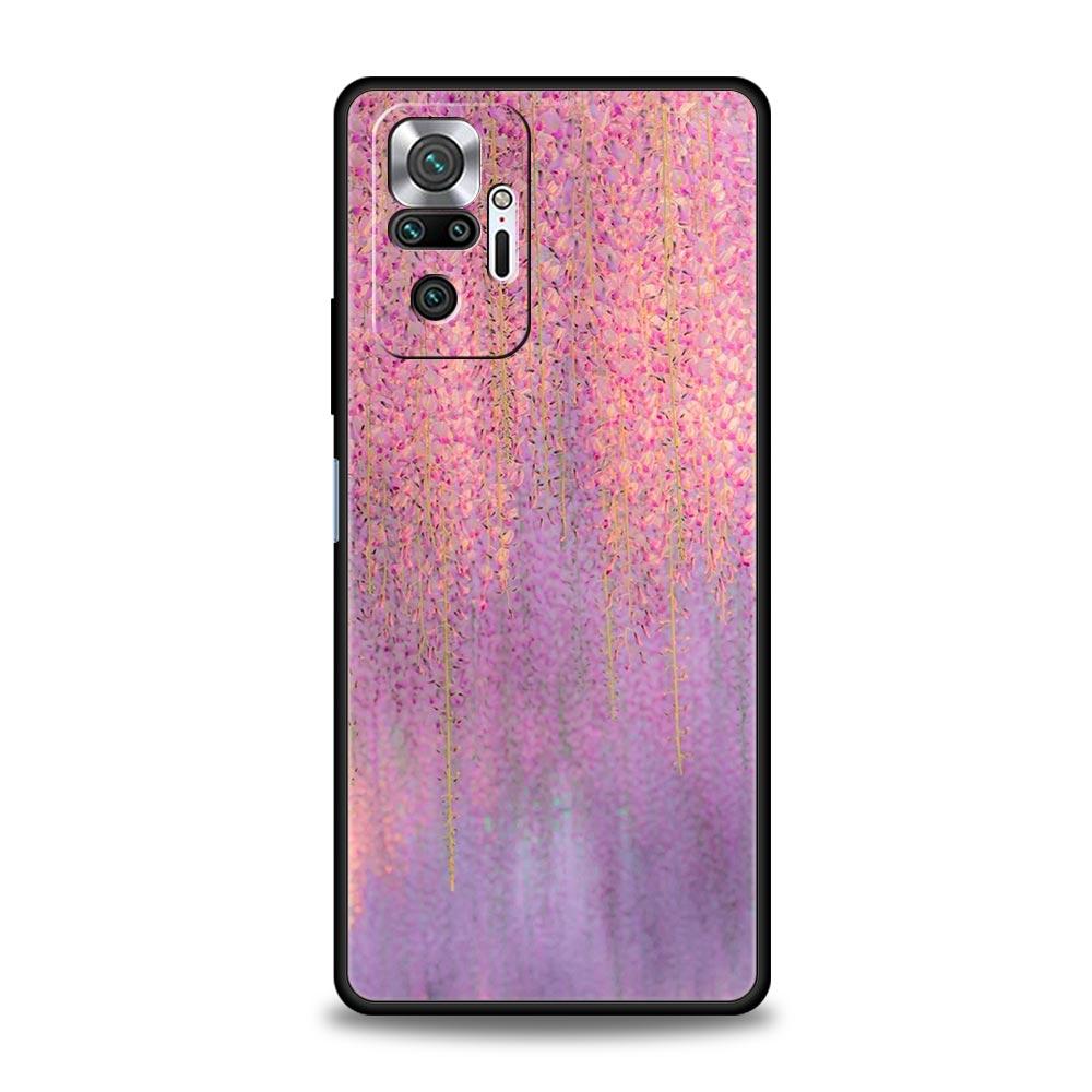 Корейский чехол с цветами для Redmi 14C 10C Note 15 14 13 12 10 11 K40 Pro Plus 5G, противоударный, мягкий ТПУ, чехол-бампер