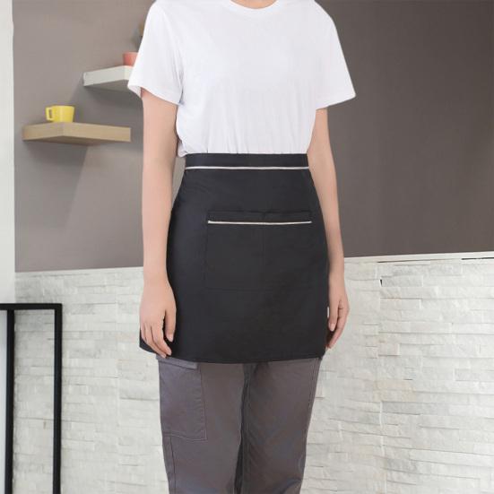 Половинный фартук официанта, водонепроницаемый маслостойкий, большие карманы, регулируемый ремень, мужской, женский, кухонный, шеф-повар, кафе, ресторан, пекарня, цветочный магазин, рабочий фартук для бариста