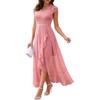 Womens Evening Party Wedding Bridesmaid Chiffon Lace Ball Gown Long Dress