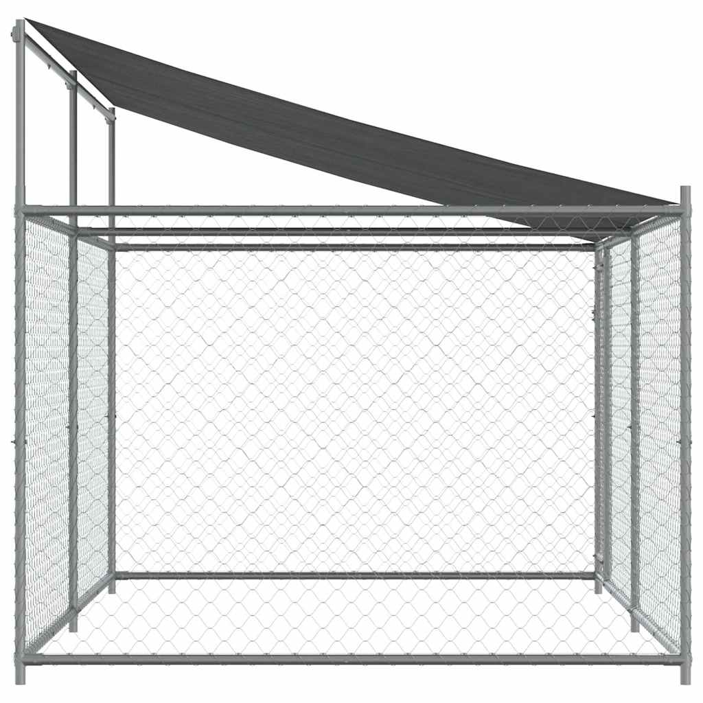 Vidaxl Klatka Dla Psa, Z Dachem I Drzwiami, Szara, 4X2X2 M, Stal