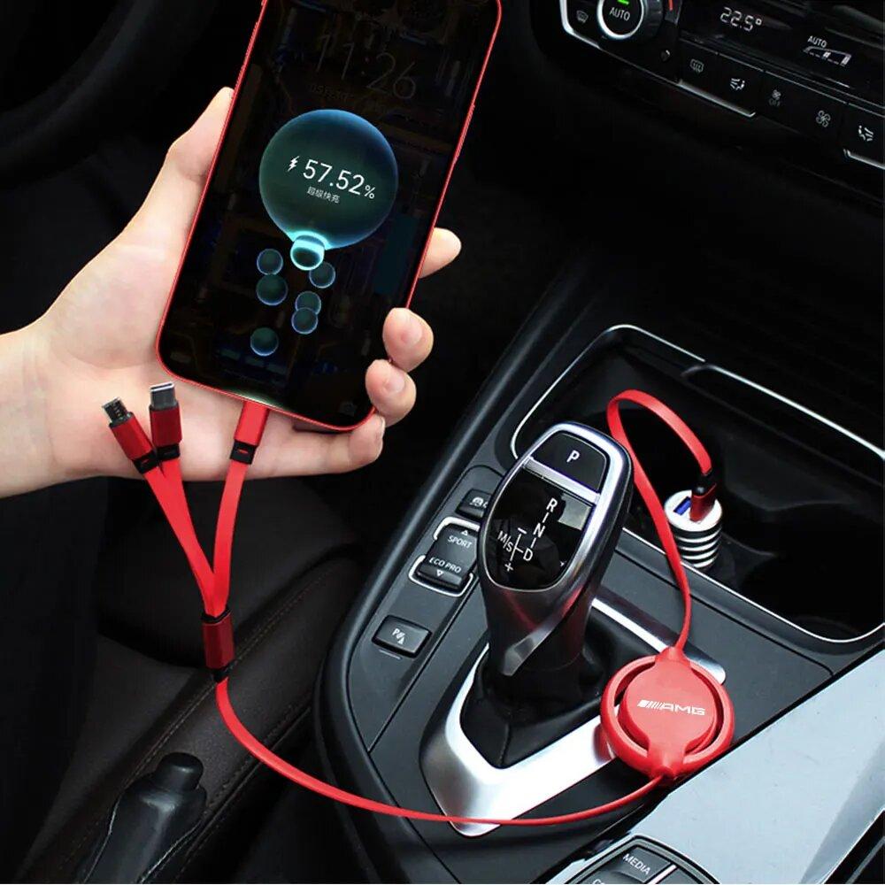 D53 in1 Multi Fast Charging Retractable Data sticker Cable For Mercedes Benz W213 W203 WWV CLA GLA Interior Mouldings SWSJX-BECH