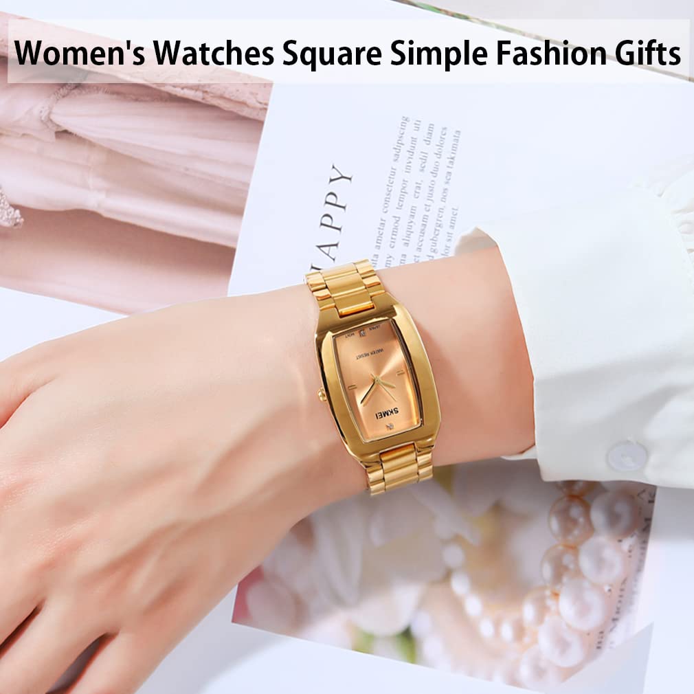 Часы Простые стильные квадратные золотые часы женские водонепроницаемые повседневные деловые брендовые симпатичные маленькие квадратные роскошные подарочные золотые часы из нержавеющей стали