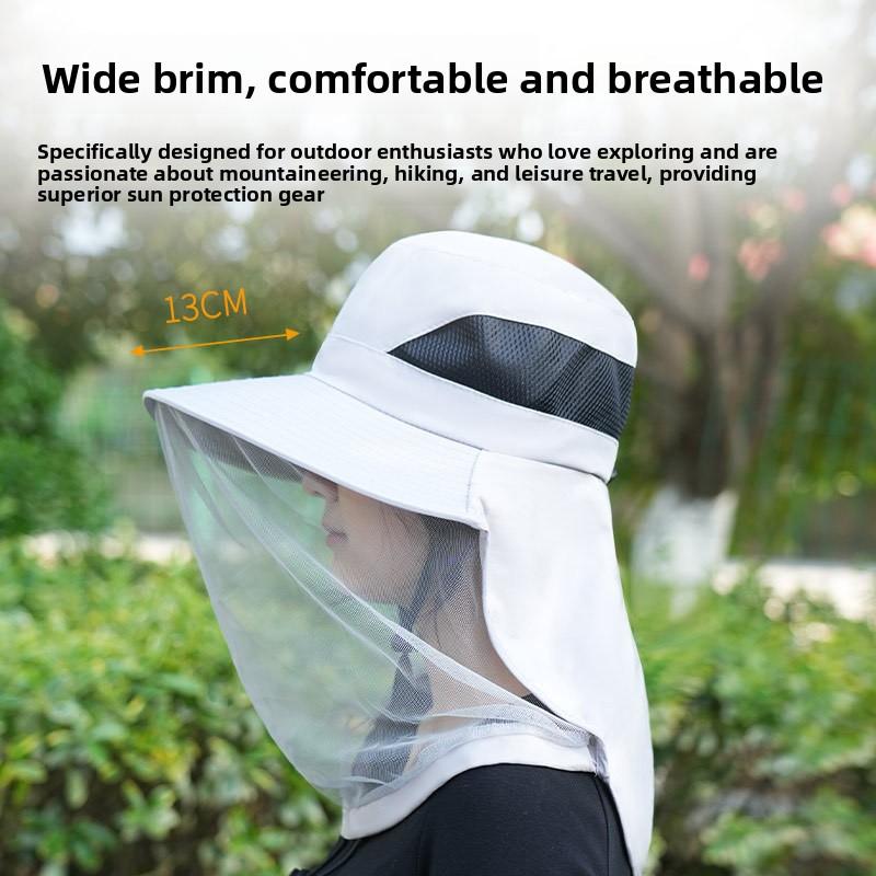 Anti-mosquito hat with mesh face shield, protective hat for outdoor leisure,sun protection, summer breathable anti-mosquito and insect fishing hat
