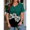 Летняя женская футболка с цветочным принтом, повседневная, с коротким рукавом, 3D футболки, модная уличная одежда, пуловер с V-образным вырезом, женская одежда, рубашка