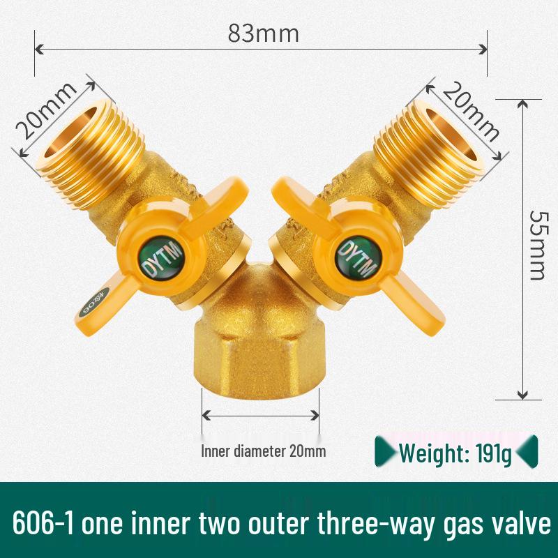 Shieldyun Gas Three-Way Valve with Switch for Natural Gas Meter Pipeline - Ball Valve Connector