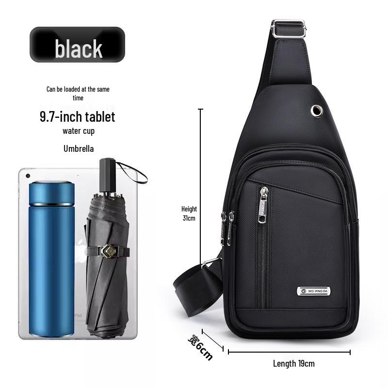 Men's Large Oxford Waterproof Chest Bag - Trendy Single Shoulder Crossbody for Outdoor Sports