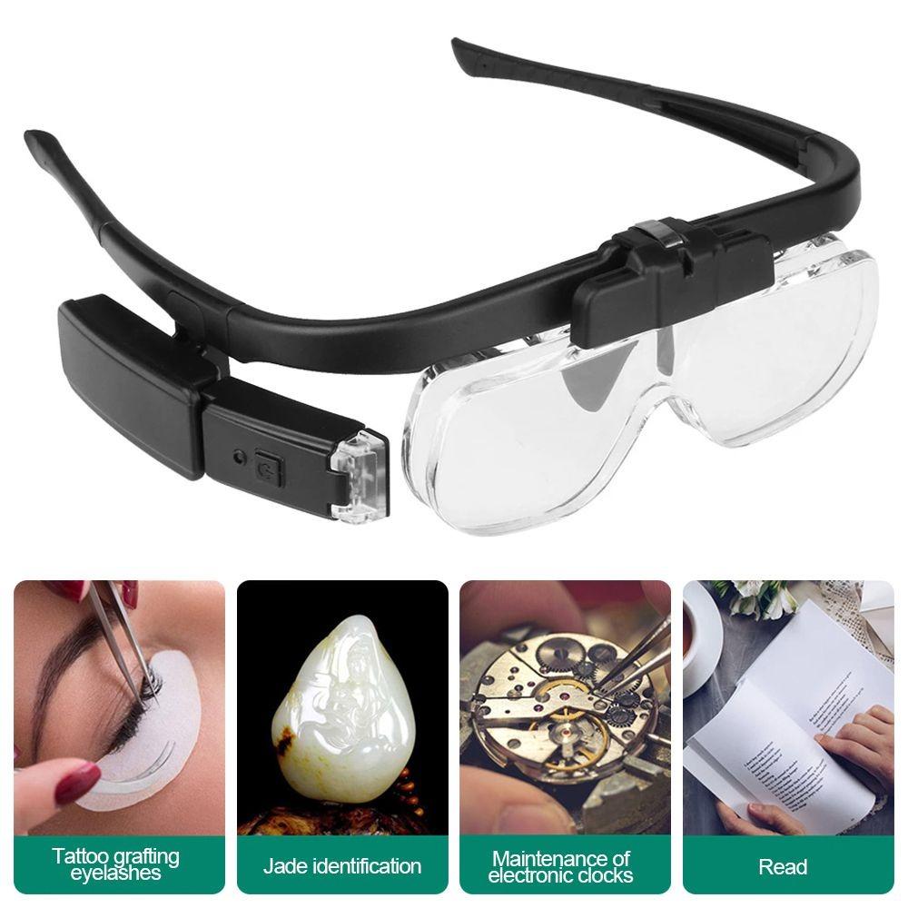 With LED Magnifying Glasses USB Rechargeable Illuminated Magnifier For Reading Reparing