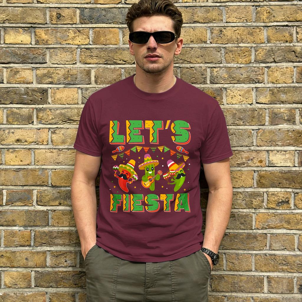Vintage T Shirt Summer Lets Party Fiesta Novelty TShirts Cotton Tshirt for Unisexs Y2K Casual Cheap Print Short Sleeve Tees