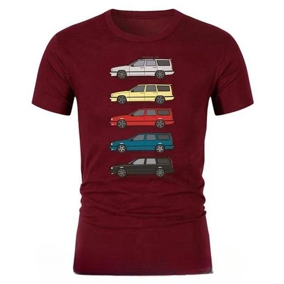 2026 Summer Unisexs Sedan Printed Round Neck Tshirt Vintage Classic 100 Pure Cotton Soft Breathable Neutral Short Sleeved Shirt