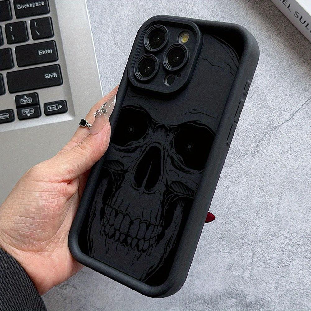 Минималистичный черный чехол-череп для iPhone 16 15 14 13 12 11 Pro/Max/Plus, противоударный и защищающий от падений