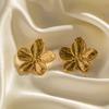 2PC Personalized Gold Matte Texture Metal Flower Earrings, Suitable for Women, Exaggerated Fashion Party Jewelry Gifts