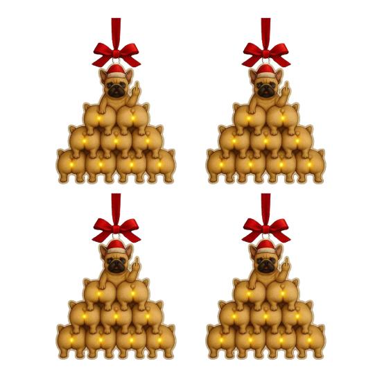1/2/3/4 шт. Рождественское акриловое украшение в виде бульдога, подвеска, зеркало заднего вида автомобиля, рождественская елка