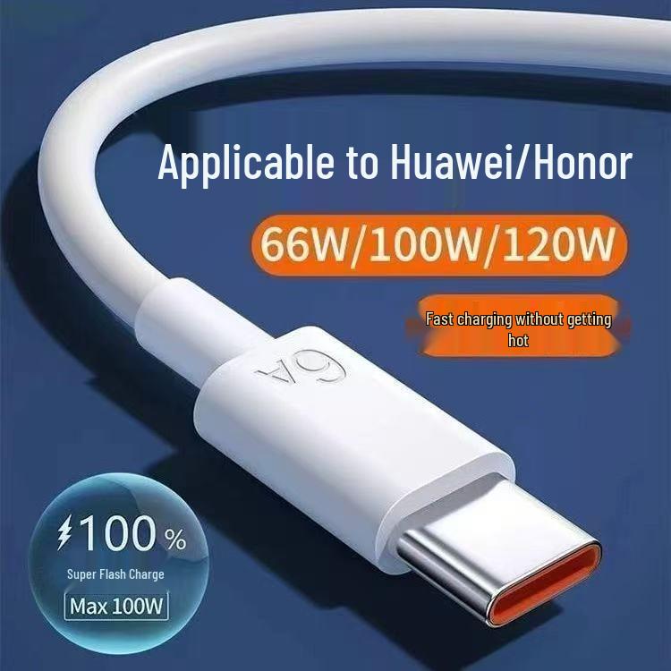 Сверхбыстрый зарядный кабель 6A для Honor и Huawei, Type-C 66 Вт