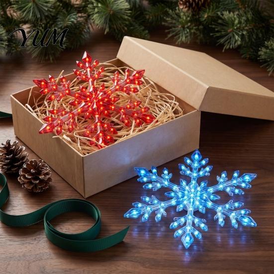 Non Marking Festive Window Stickers Christmas LED Snowflake Wall Stickers, Lighted Decor, Self-Adhesive Gift for Home Decor Winter Art with