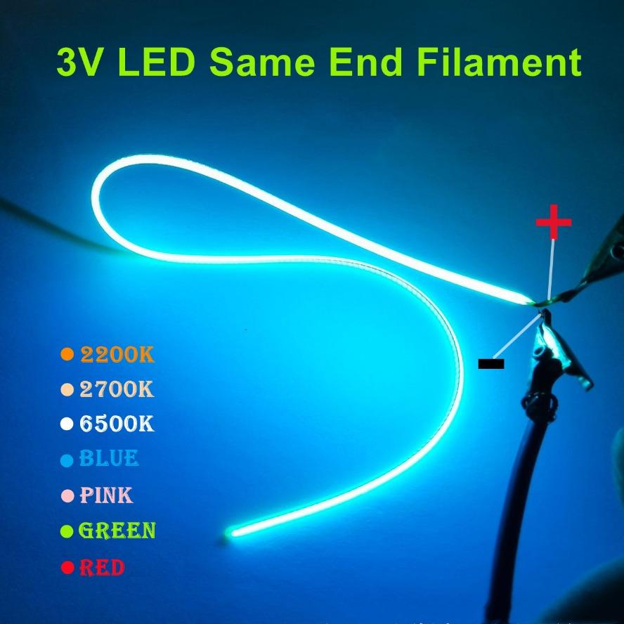 LED Same End Filament Flexible Ultra Slim 3V Spiral Bulb Filament Retro Edison Bulb Lamp Parts Diode Lighting Strip Decoration