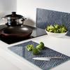 Set of Tempered Glass Kitchen Boards with Wave Print 2x30x52 cm