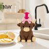 Countertop Soap Dispenser Highland Cow Dispenser, Pink Bow Cattle Refillable Hand Decorative Bottle, Plastic Empty Pump Bottle for Bathroom,