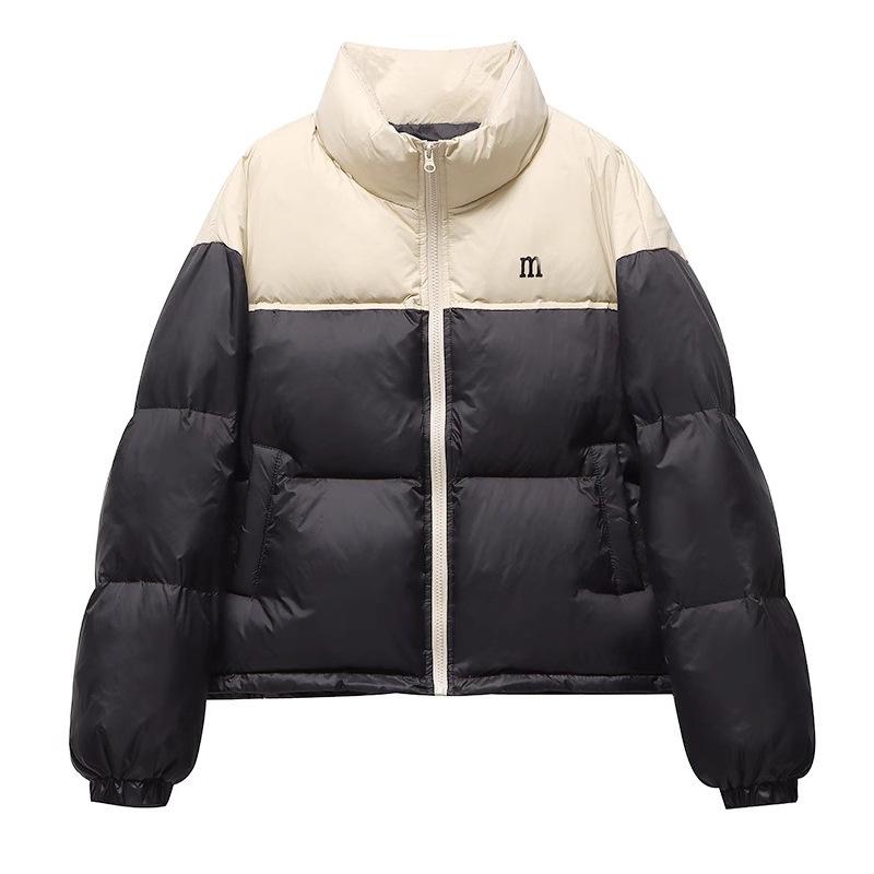 Short down cotton clothes women's winter new small bread clothes loose contrasting color stand-up collar cotton jacket