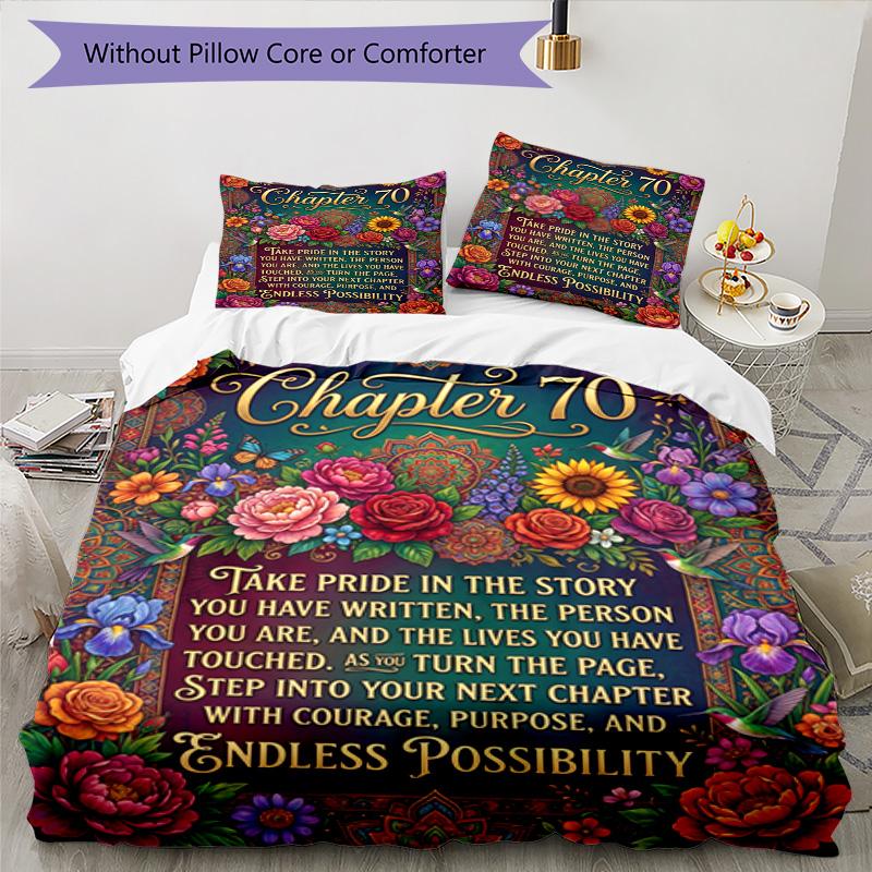 Vintage Celebration 3‑Piece Bedding Set,Soft Breathable Duvet Cover & 21 Pillowcases,Multi‑Purpose for Bedroom Dorm Guest Room,Great Festival Birthday