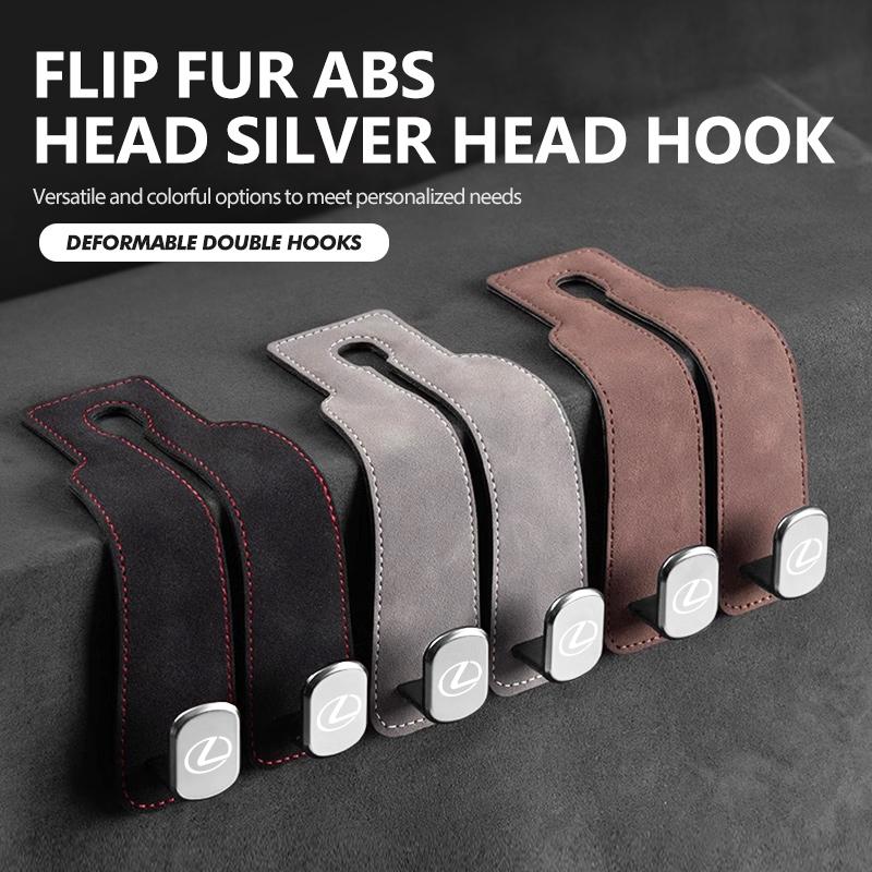 2 in 1 Car Headrest Hook Suede Rear Seat Hanging Dual Hook For Lexus CT ES GS NX IS250 RX350 IS200 LX570 UX250h CT200hBL1
