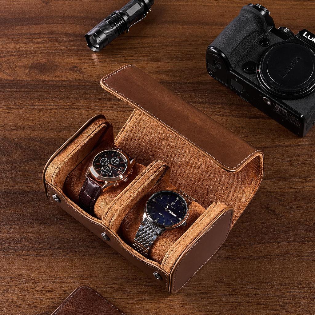 ProCase Портативная Коробка для Часов из PU, Подходит для Всех Часов до 60 мм, Унисекс, Коробка для Хранения, Подарок на Деловую Годовщину, Кейс на 2 Часа, Кожа, Мужской, Диаметр,