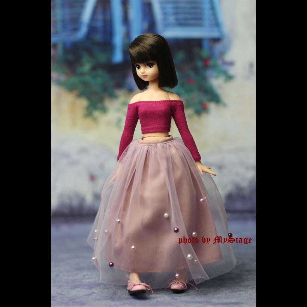 Doll Chitose Green Tulle Bead Skirt OBITSU Pure clothes S112-005 (fits Momoko, Jenny, body, MISAKI, Neemo)