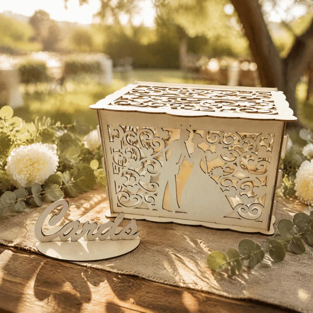 22.5x15x15cm Wooden Wedding Card Box With Lock Wooden Invitation Card Box Birthday Party
