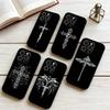 Чехол для телефона с крестом для iPhone 17,16,15,14,13,12,11 Plus,Pro Max,XS, Мягкий силиконовый черный чехол